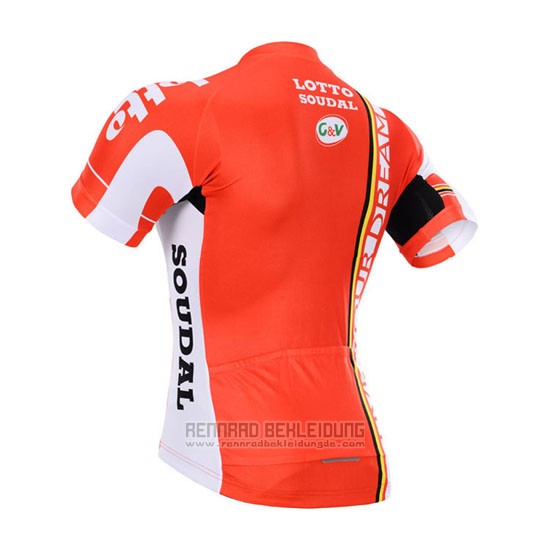 2015 Fahrradbekleidung Lotto Soudal Wei Rot Trikot Kurzarm und Tragerhose